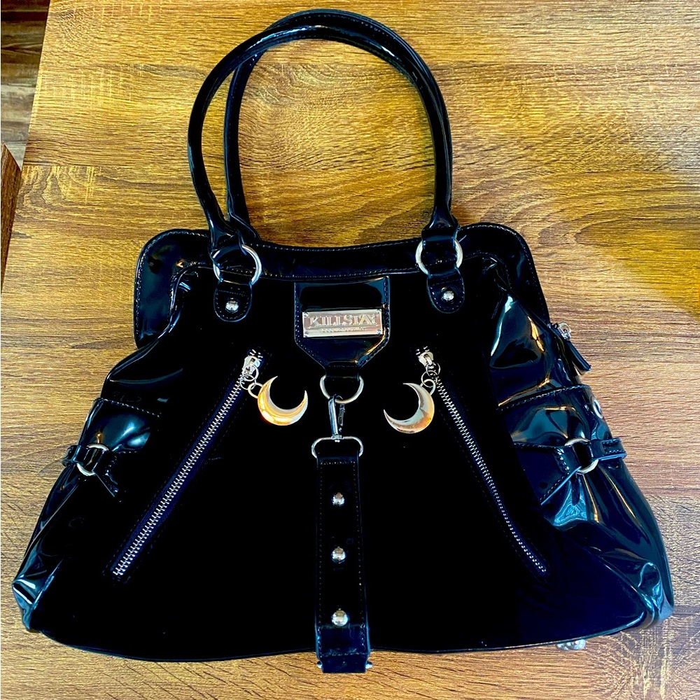 KILLSTAR BLACK VELVET MOON SHOULDER PURSE